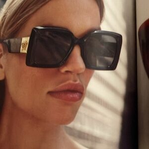 New Versace square women sunglasses with gold Versace emblem on both sides